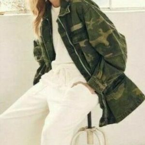 Free People Seize The Day Green Camo Utility Jacket NEW